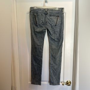 Acid Wash Zipper Pocket Skinny Jeans Size 29